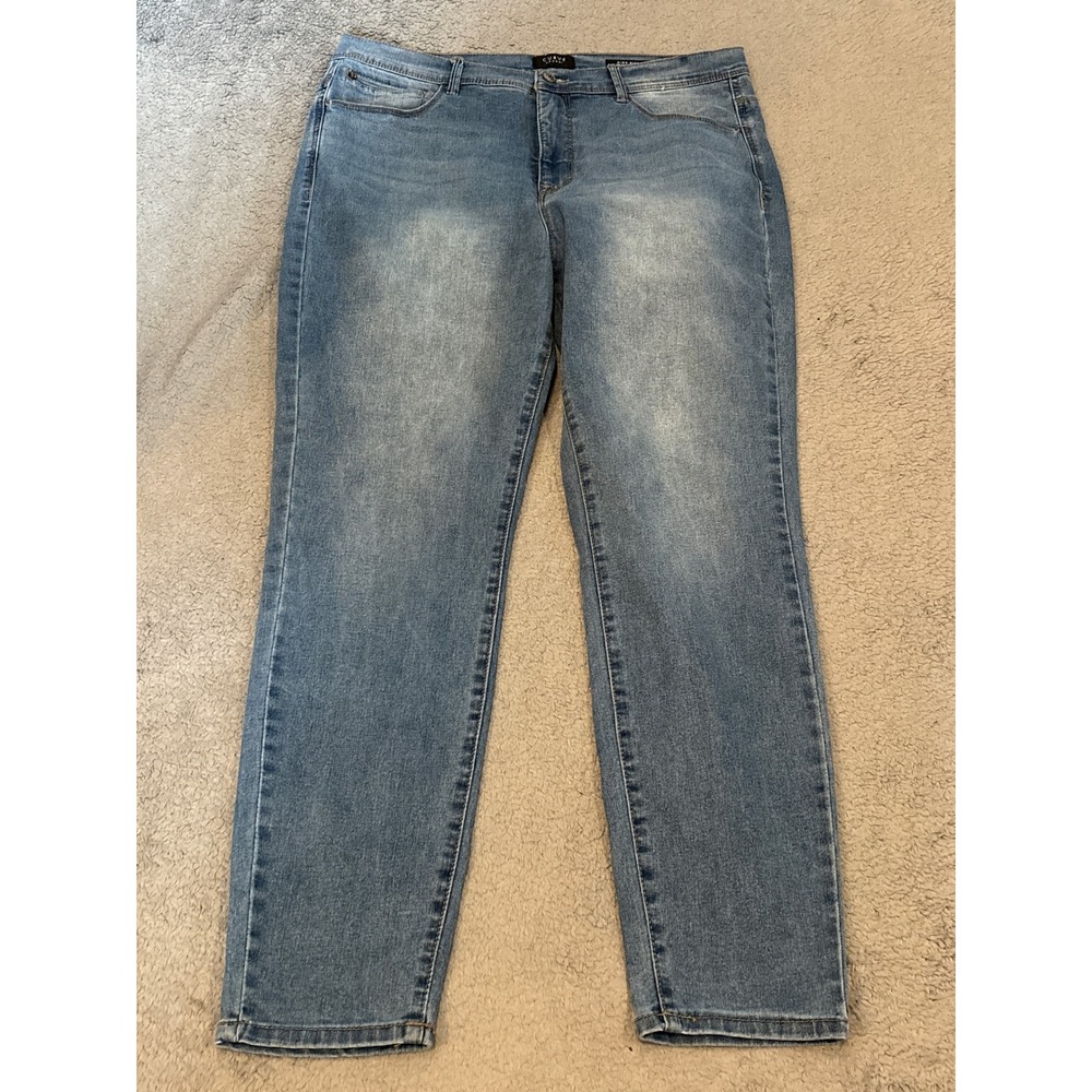 Curve Appeal High-Rise Essential Skinny Jeans Medium Wash Blue Womens 35x29